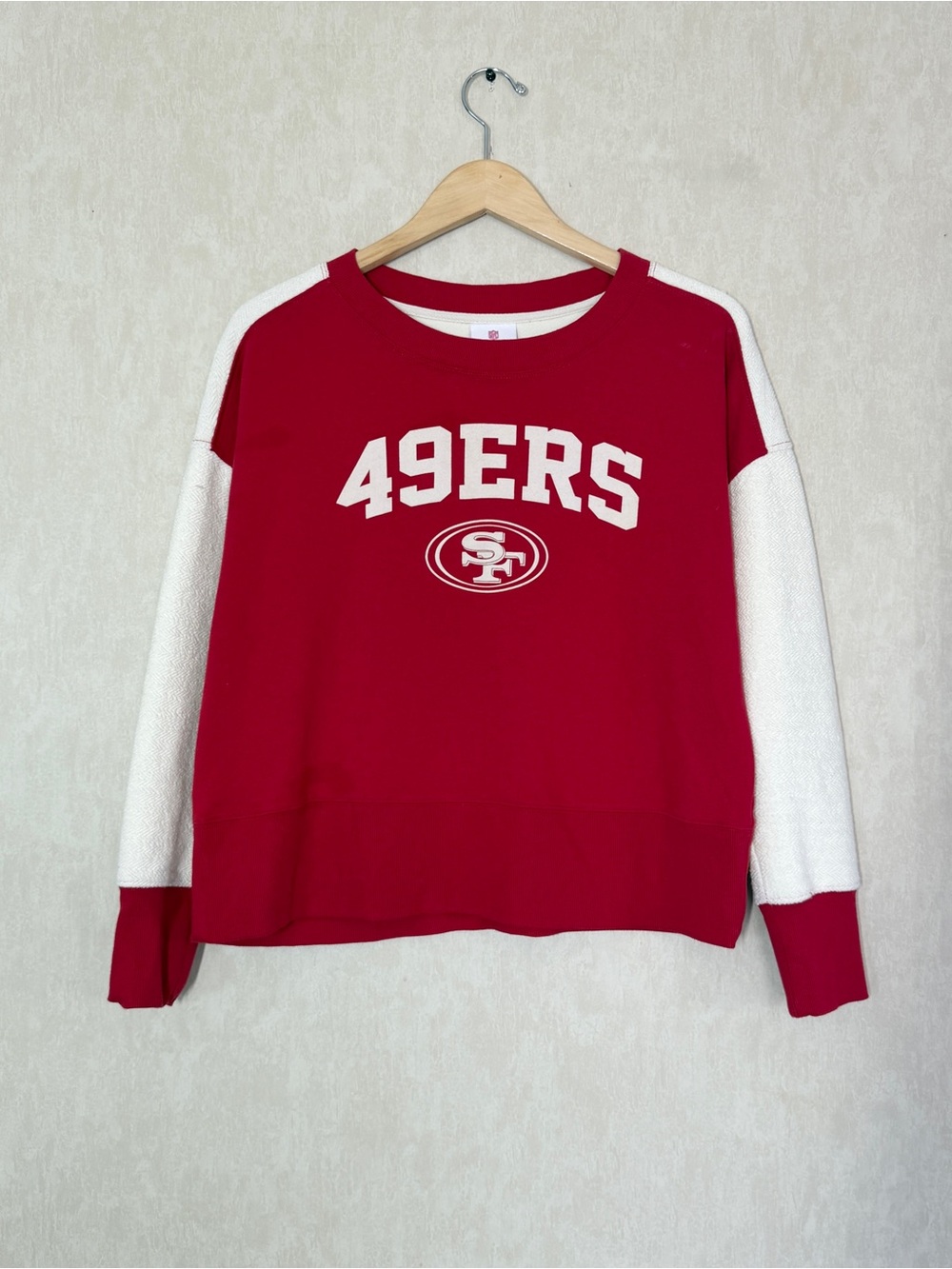NFL Apparel Teens San Francisco 49ers Sweatshirt Longsleeve in Red Cream L